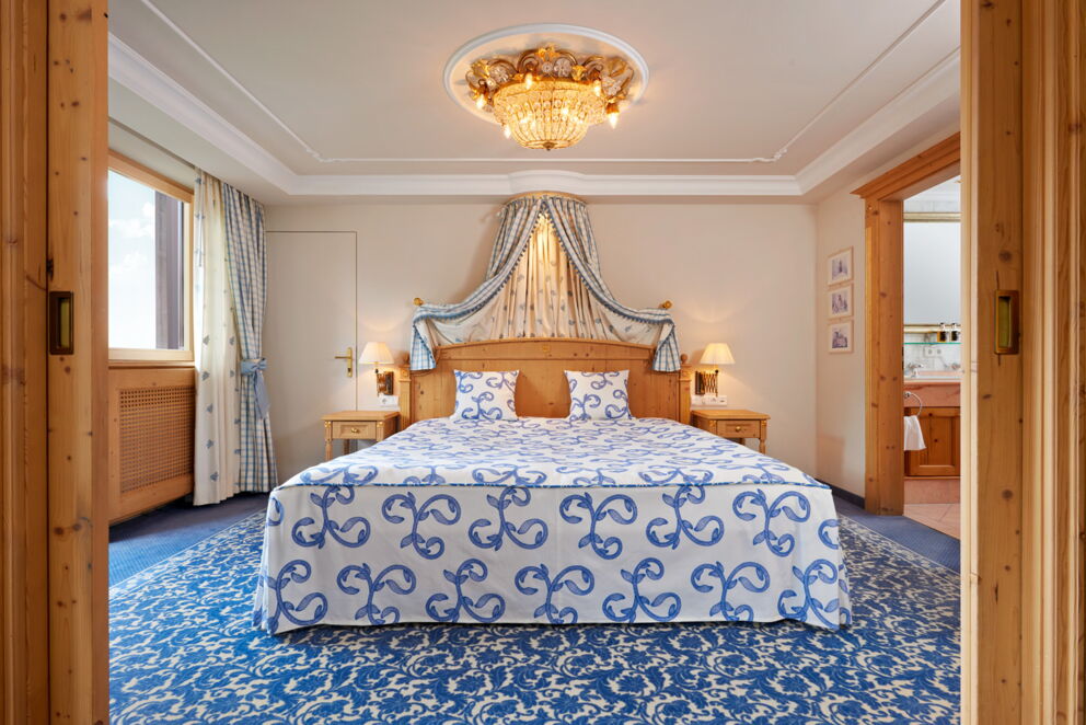 Das Schlafzimmer in der Junior-Suite des Romantik Hotel Krone