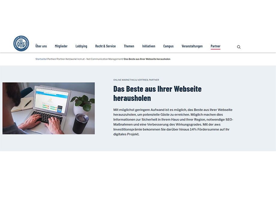 Bericht NCM auf oehv ueber das Beste aus der Website machen