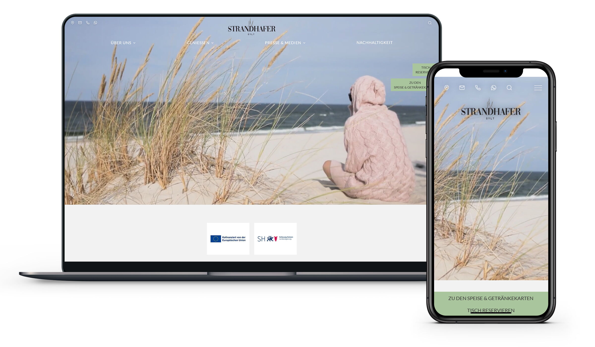 Desktop- und Mobile-Mockup der Strandhafer Sylt Website