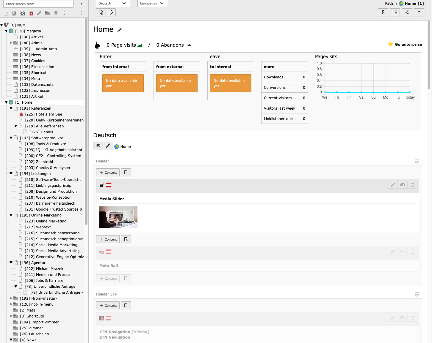 TYPO3 Redaktionsansicht